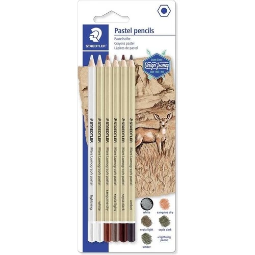 Staedtler Mars Lumograph Pastel Eskiz Çizim Kalemleri 6'lı Blister
