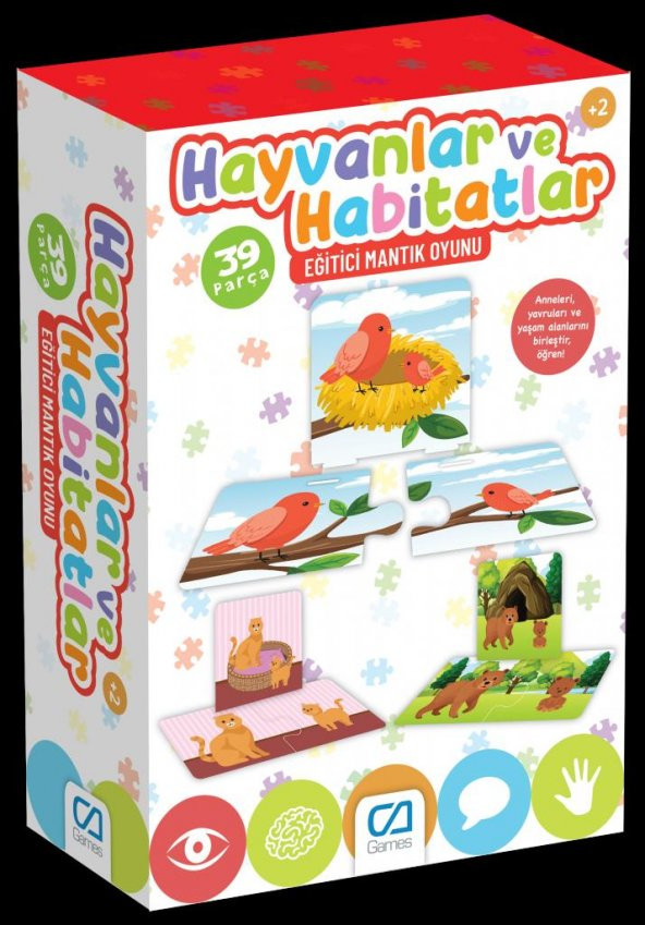 Ca Games Eğitici ve Öğretici Hayvanlar ve Habitatlar 39 Parça Mantık Oyunu