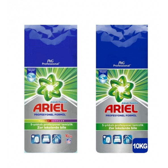 Ariel P&G Professional 10 Kg + Professional Parlak Renkler 10 kg Toz Çamaşır Deterjanı