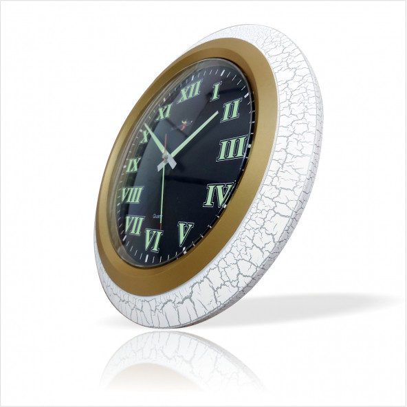 Büyük Çatlatma Beyaz Bombe Camlı 35cm Fosforlu Sessiz Ev Ofis Mutfak Salon Antre Derslik Duvar Saati - Resim 4