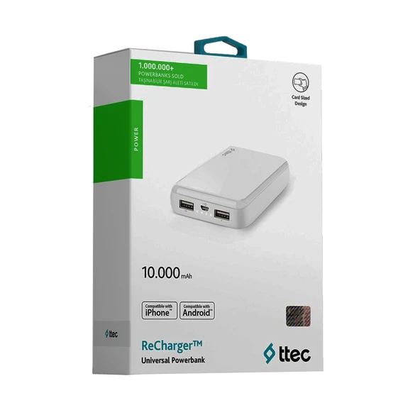 Ttec ReCharger 2.1A Powerbank 10000 mAh Beyaz - 2BB156B - 6