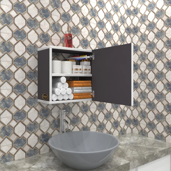 Kenzlife banyo ecza dolabı susanin gri 39*39*20 mutfak komodin (m) kapaklı arkalıksız