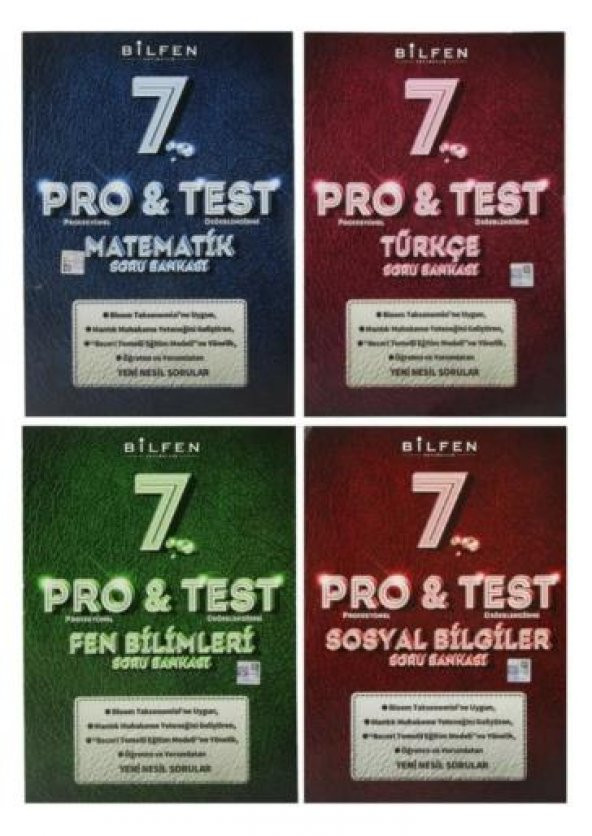 Bilfen 7. Sınıf Pro & Test Soru Bankası Seti 4 Kitap
