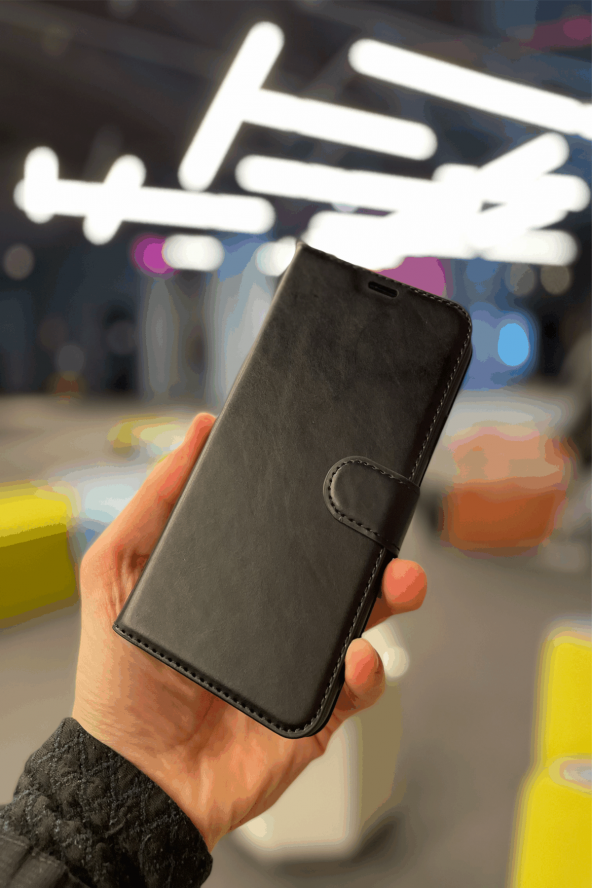 Tecno Camon 18 Premier Cüzdan Kılıf Kapaklı Stantlı Siyah - Resim 4