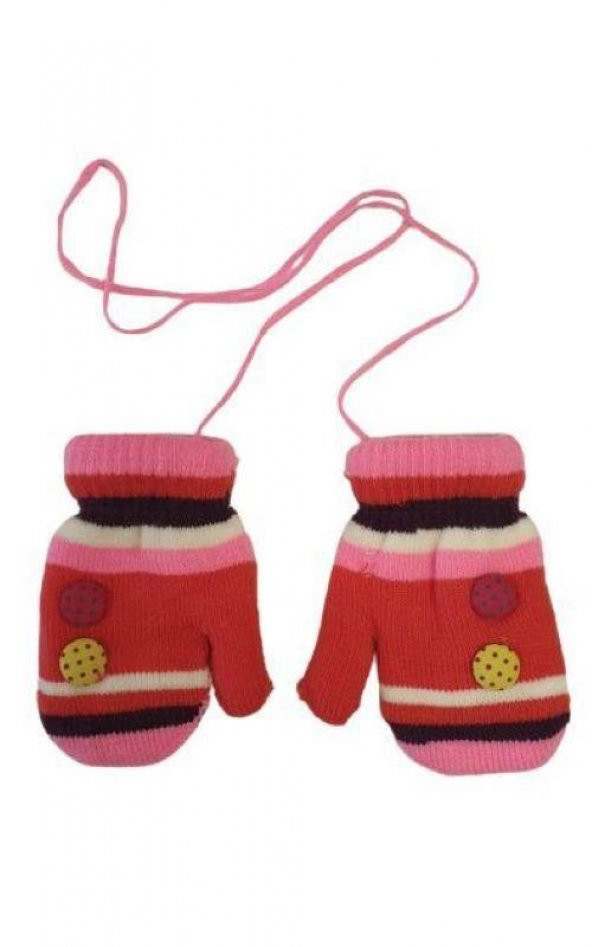 Düğme Detaylı Kız Bebek Eldiven - 3