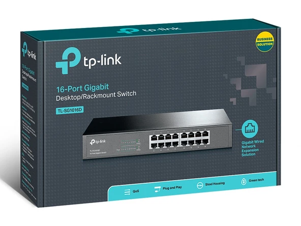 Tp-Link TL-SG1016D 16 Port  10/100/1000 Gigabit Masaüstü Rackmount Switch - Resim 3