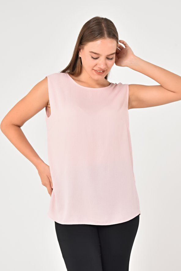 Lir Kadın Büyük Beden Kolsuz Bluz Pembe LRWM22BLZ03 - 2