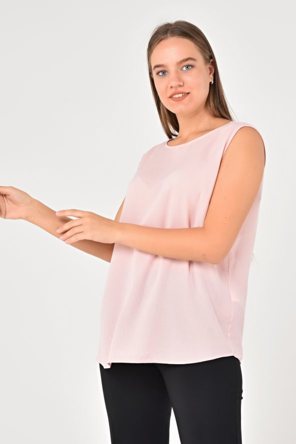 Lir Kadın Büyük Beden Kolsuz Bluz Pembe LRWM22BLZ03 - 5