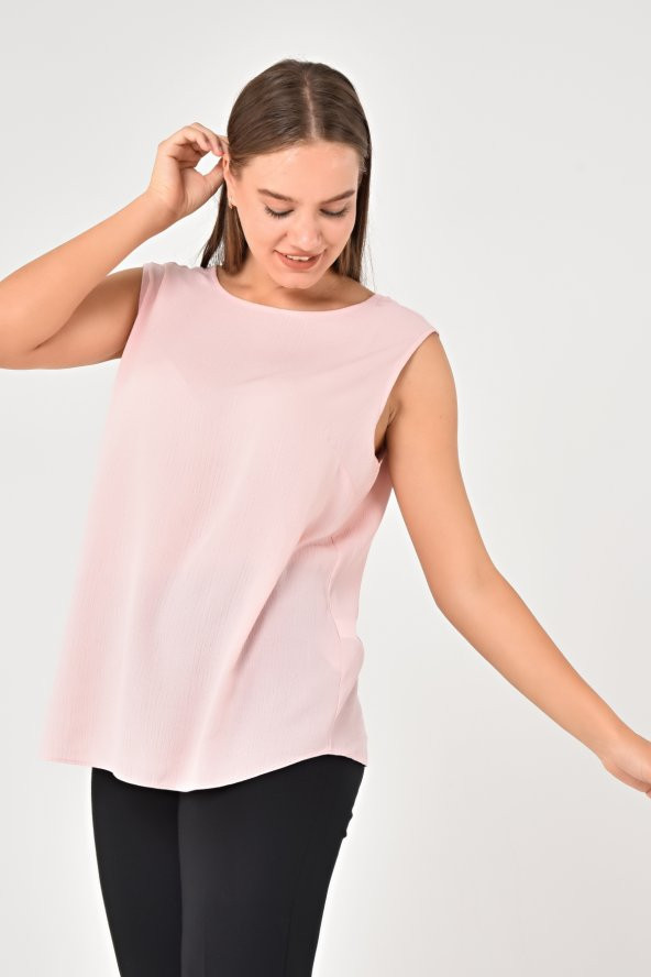 Lir Kadın Büyük Beden Kolsuz Bluz Pembe LRWM22BLZ03 - 6