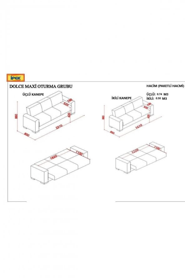 İpek Mobilya Dolce Kanepe Takımı 3+2+1 ( Koyu Gri ) - 7