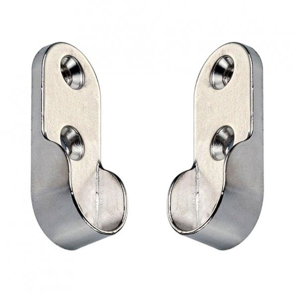 (2 ADET) Askı Flanşı Krom Oval Dolap Elbise Askı Aparatı