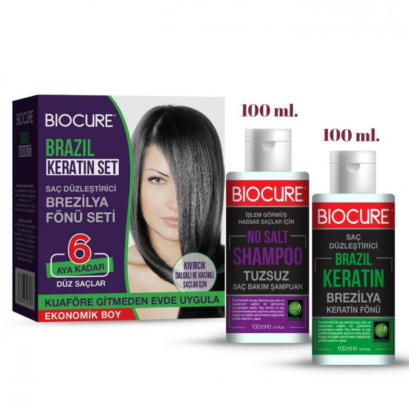 Biocure Saç Düzleştirici Brezilya Fönü Seti 100ml + 100ml