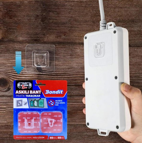 Bondit 3M Yapışkanlı Tablo Resim Duvar Askı Bandı Sök Tak 5 KG - 2