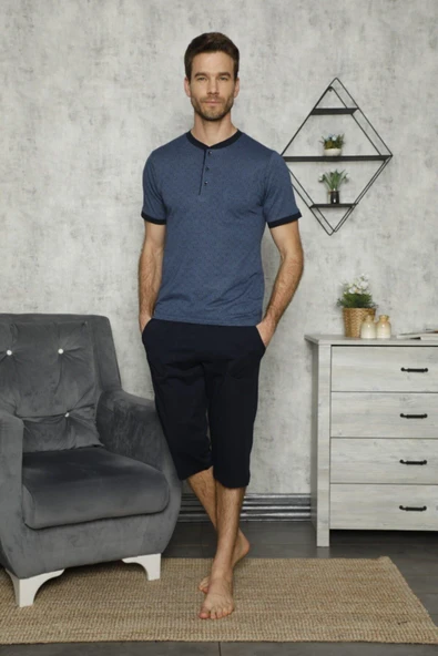 KLY 9031 Erkek Midi Yaka Kapri Takım - Resim 2