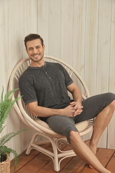 KLY 9037 Erkek Yazlık Kapri Pijama Takım