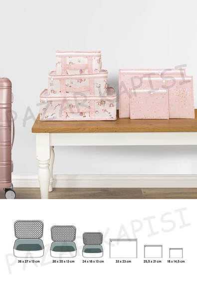 Baby Lüks 6'lı Bavul Organizer Seyahat, Hastane Çantası Pembe - 4