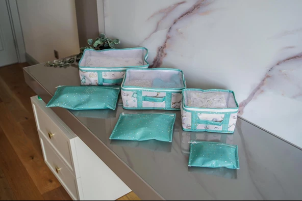 Baby Lüks 6'lı Bavul Organizer Seyahat, Hastane Çantası Mavi - 5