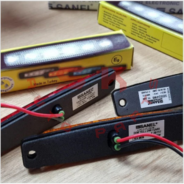 (25 ADET) SANEL 6 LEDLİ 24 VOLT (SARI - TURUNCU RENK) PARMAK LAMBA SANEL SBB SERİSİ 24V - DORSE YAN LAMBA - 3