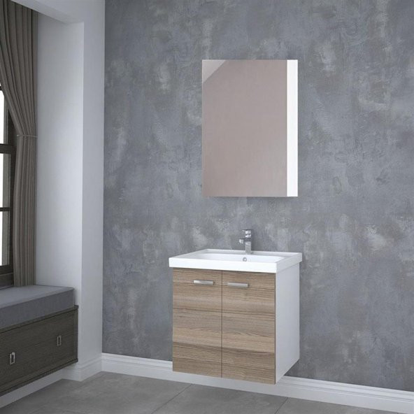 Turkuaz Frame Etajerli Lavabo 60x45 cm ve Terra Banyo Dolabı - 2