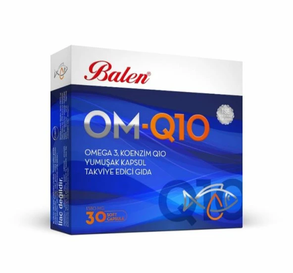 Balen OM-Q10 Omega 3 Koenzim Q10 Yumuşak Kapsül Takviye Edici Gıda