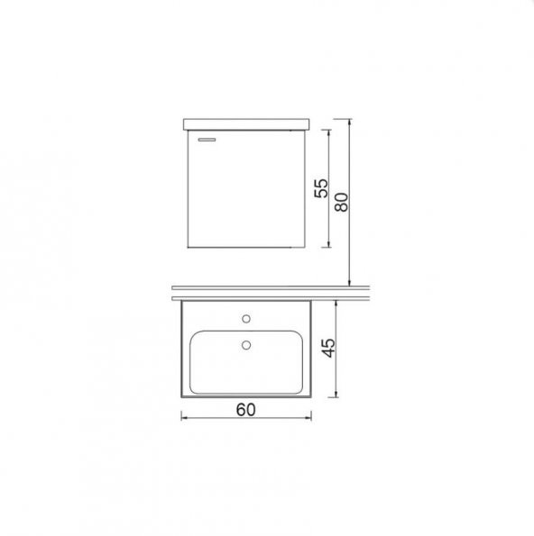 Denko Terra 60 cm MDF Beyaz Banyo Dolabı Alt Modül ve Lavabo - 3