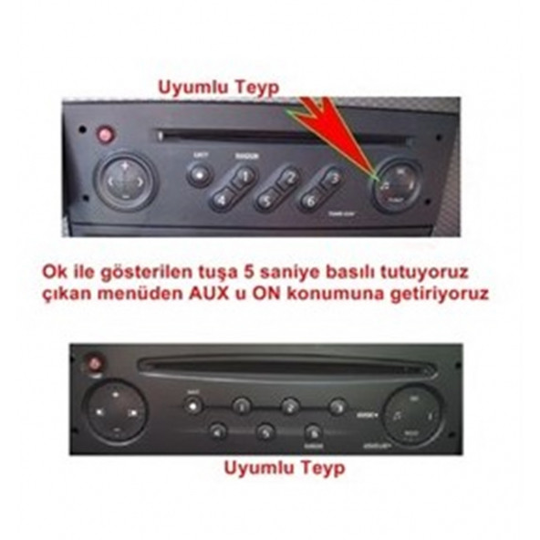 Renault Megane Clio uyumlu Tak Çalıştır Usb Aux Bluetooth Kit - 3