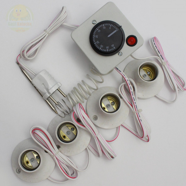 Termostat Kontrollü Düğmeli Yanan 1 Lamba Çıkışlı 3 Sabit Duyu Seti Hayvan Kümes Kulübe Isıtma Ana Kucağı - 3