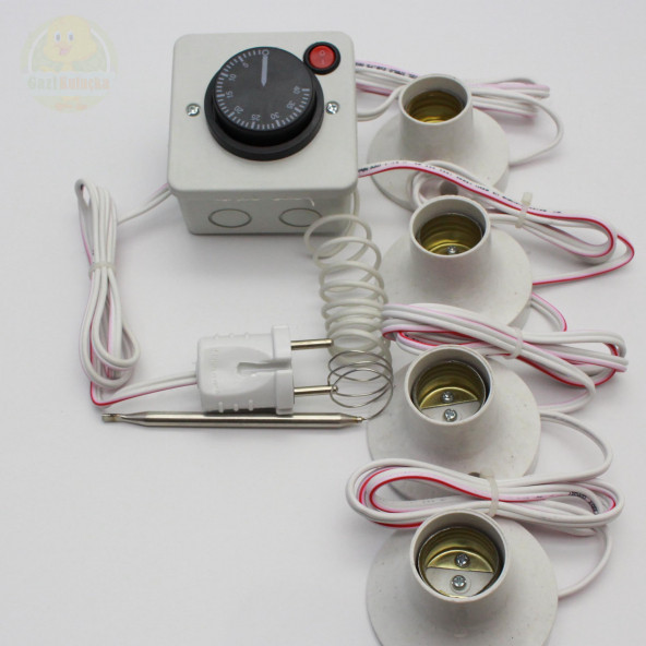 Termostat Kontrollü Düğmeli Yanan 1 Lamba Çıkışlı 3 Sabit Duyu Seti Hayvan Kümes Kulübe Isıtma Ana Kucağı - 4