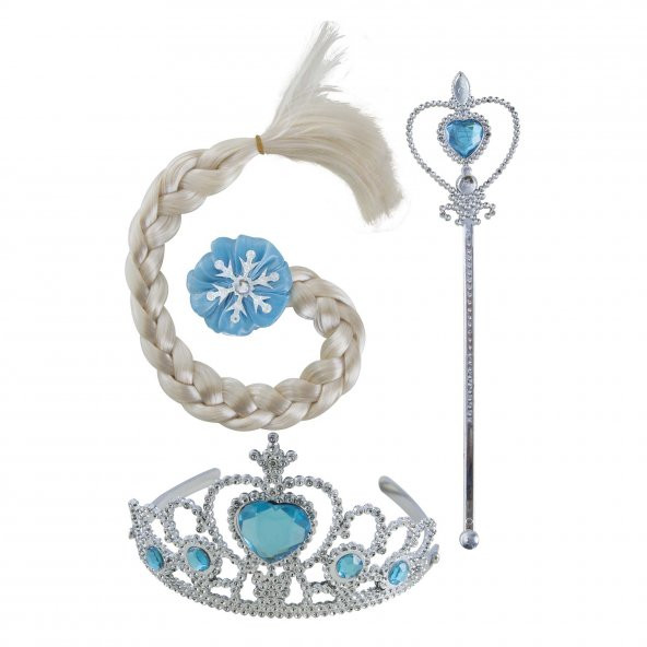Parti Karlar Ülkesi Elsa Anna Frozen Saçı Asası ve Taç Seti - 3