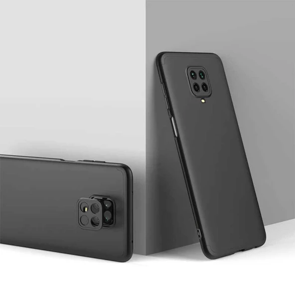 Gpack Xiaomi Redmi Note 9S Kılıf Ays 3 Parçalı Önü Açık Sert Rubber Koruma