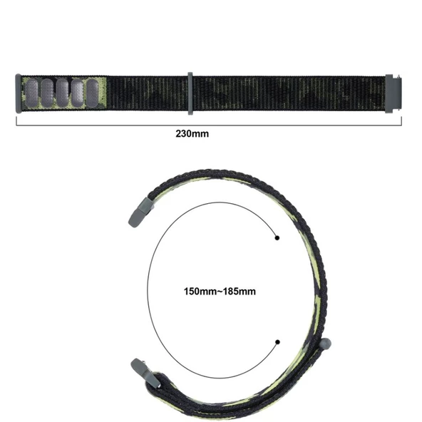 Gpack Huawei Watch 3 Classic Kordon Cırtcırt Asker Desenli Kumaş Ayarlanabilir - 3