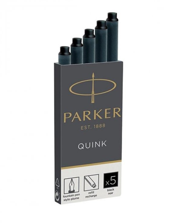 Parker Quink Dolma Kalem Kartuşu Siyah 5li Kutu