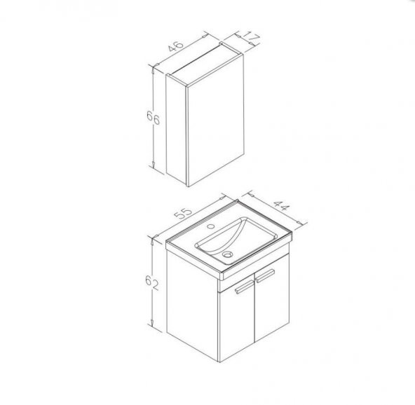 Orka Enez 55 cm Teak Banyo Dolabı Alt Modül ve Lavabo - 3