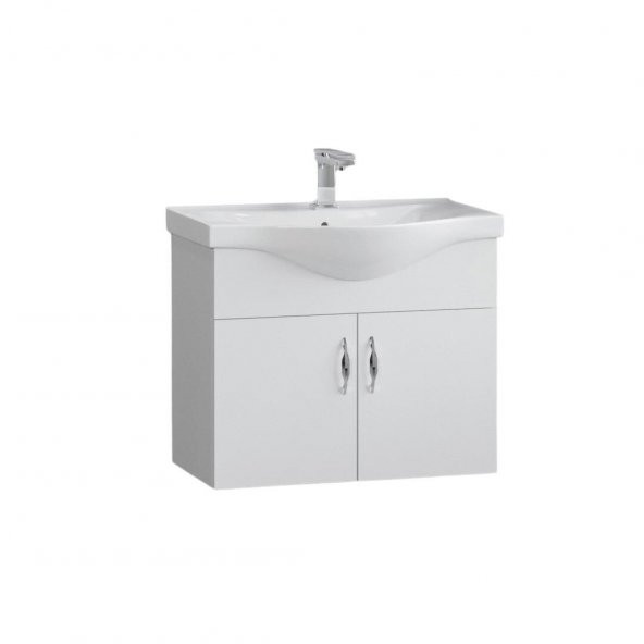 Denko Akyazı 55 cm MDF Beyaz Banyo Dolabı, Alt Modül ve Lavabo