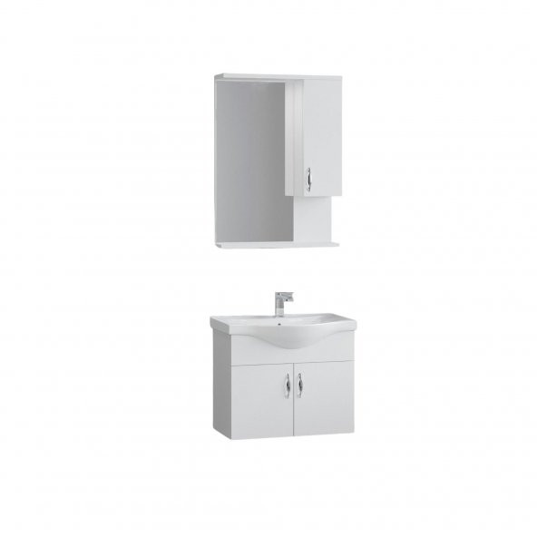 Denko Akyazı 55 cm MDF Beyaz Banyo Dolabı, Alt Modül ve Lavabo - 2