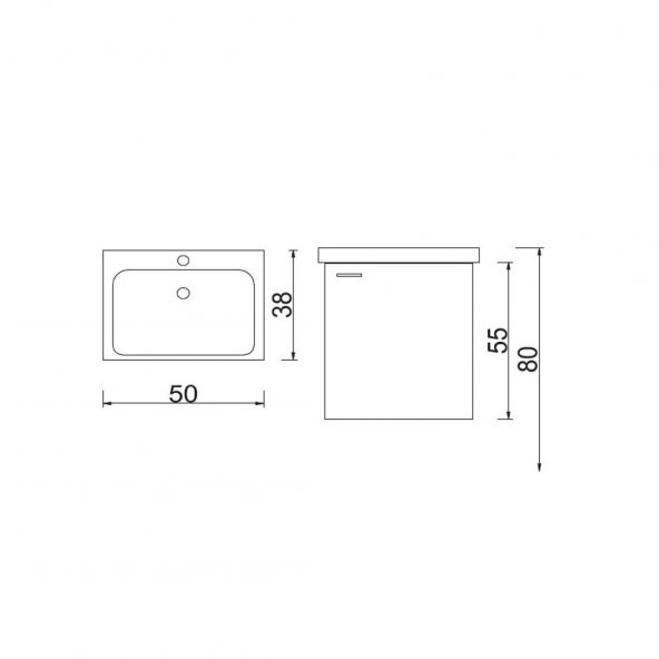 Denko Terra 50 cm MDF Beyaz Banyo Dolabı Alt Modül ve Lavabo - 3