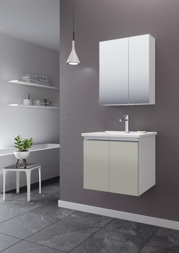 Orka Terme 60 cm MDF Kaşmir Banyo Dolabı Alt Modül ve Lavabo - 2