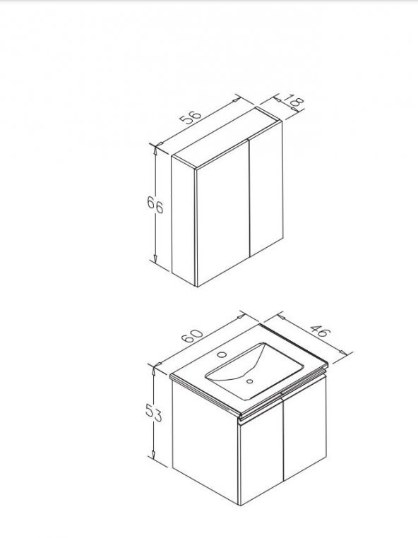Orka Terme 60 cm MDF Kaşmir Banyo Dolabı Alt Modül ve Lavabo - 3