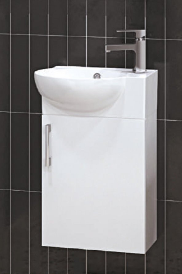 Turkuaz Cerastyle Küçük Mini Köşe Lavabo 28 45 ve Banyo Dolabı