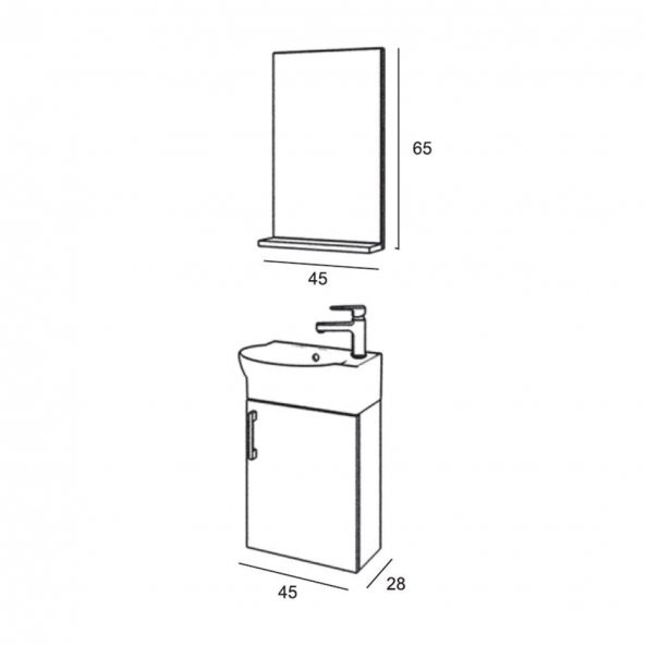Denko Rio 45 cm MDF Banyo Dolabı Takımı - 2