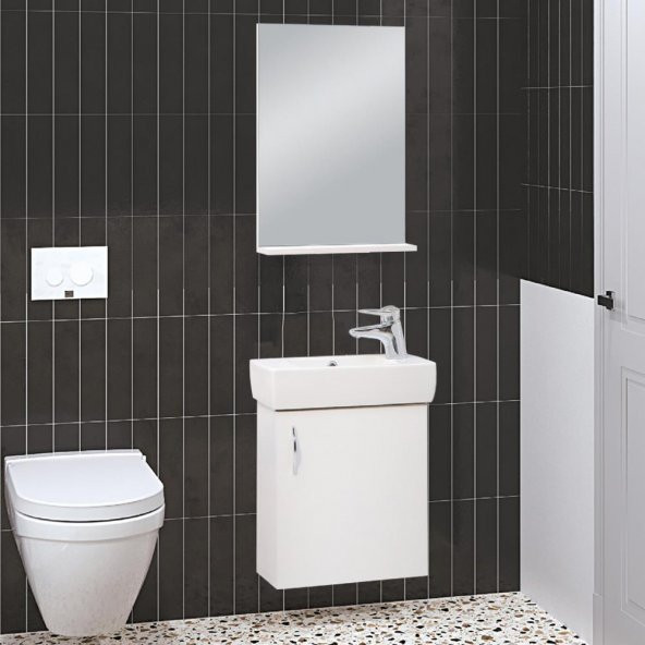 Denko Minica 50 cm MDF Beyaz Banyo Dolabı Takımı