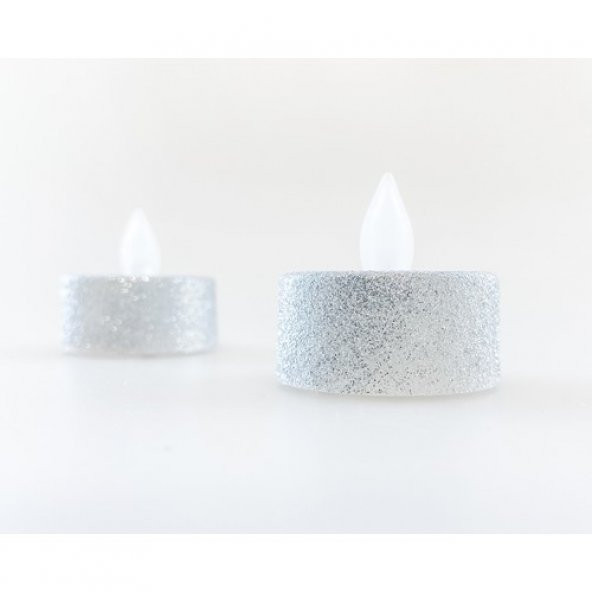 PD203-4 4 lü LED Tealight - Yanma efektli Gümüş Yaldızlı - 2
