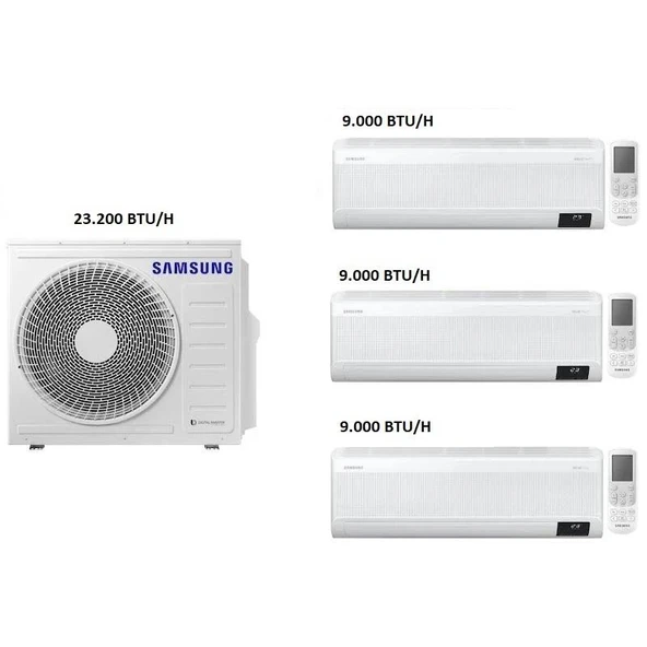 Samsung Windfree Duvar Tipi Multi Klima 9+9+9 Btu/H + 6,8 Kw Dış