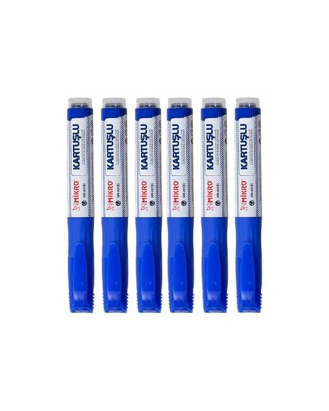 Mikro Kartuşlu Beyaz Tahta Kalemi Mavi 6lı 358040