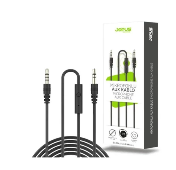 Jopus Mikrofonlu AUX Kablosu 3.5mm 1M - Siyah