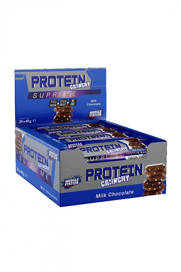 Muscle Station Supreme Crunchy Protein Bar 40 gr 24 Adet Milk Chocolate