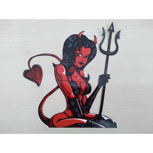 ŞEYTAN KIZ STİCKER 11,5x8cm (Devil Girl sticker) ŞEYTAN ARMASI - ŞEYTAN ETİKETİ - ŞEYTAN ÇIKARTMASI