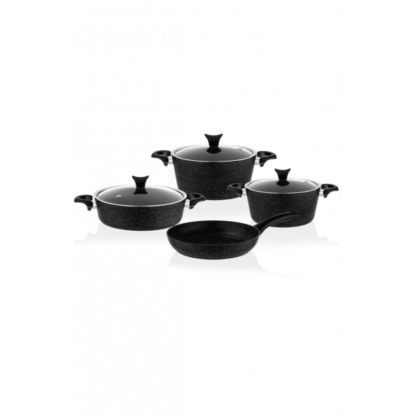TAÇ 3455 Master Cook 7 Parça Granit Tencere Seti Siyah - 1