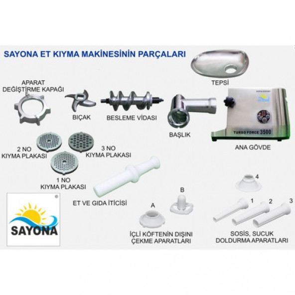 Sayona S-3500D Turbo Force Et Kıyma Makinesi - 2