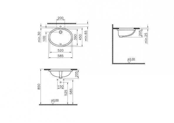 VitrA 6069B003-0012 S20 Tezgah Altı Lavabo - 2